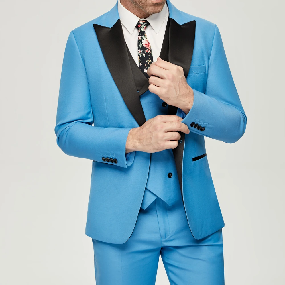 Men'S Grooming Studio - Blaue Herrenanzüge 3-teilig Herren Bräutigam Trauzeugen