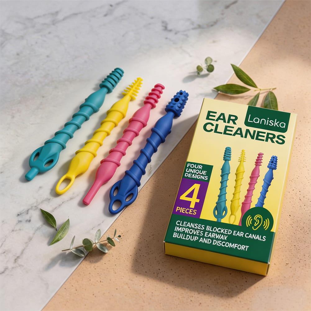 Ear Wax Remover - 4-teiliges Set Weiche Silikon-Ohrenreiniger Spiralförmige Ohrenreinigungsstäbchen