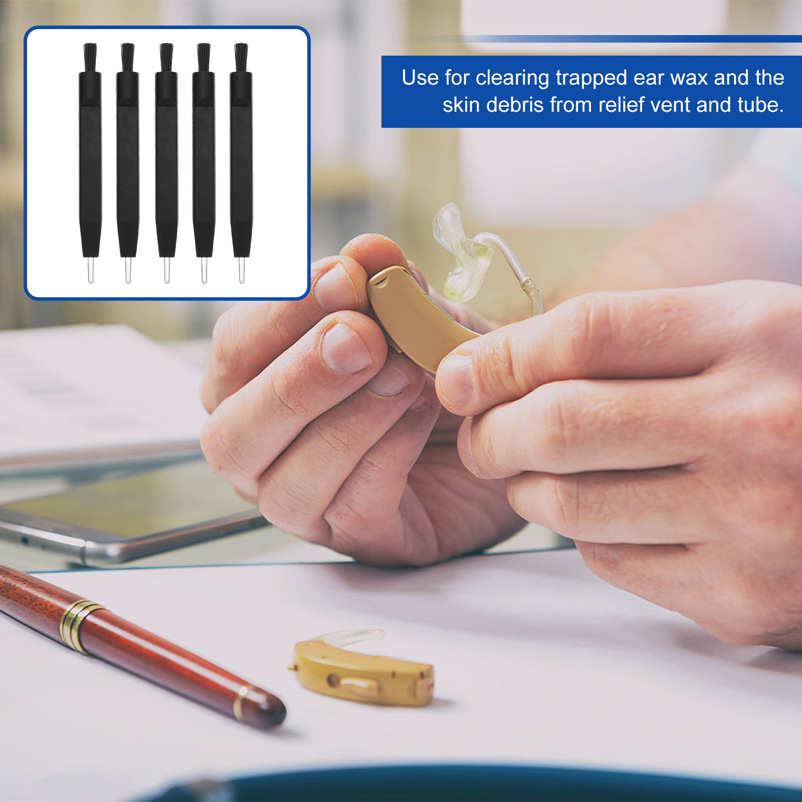 Ear Wax Remover - 5-teiliges Hörgeräte-Reinigungsset U-förmiger Haken zur Ohrenschmalzentfernung